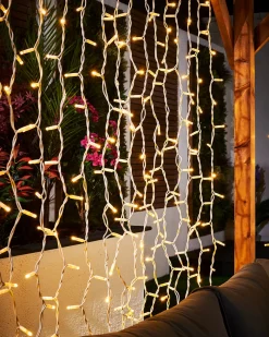 WeRChristmas Link Pro|Curtain & Net Lights^LINK PRO LED Curtain Lights, White Cable, 2.5 M Drop, Warm White