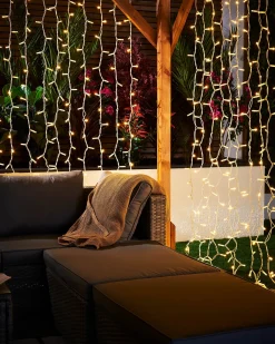 WeRChristmas Link Pro|Curtain & Net Lights^LINK PRO LED Curtain Lights, White Cable, 2.5 M Drop, Warm White