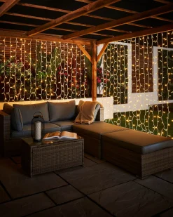 WeRChristmas Link Pro|Curtain & Net Lights^LINK PRO LED Curtain Lights, White Cable, 2.5 M Drop, Warm White