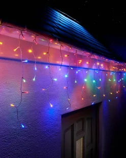 WeRChristmas Link Up|Icicle Lights^LINK UP LED Icicle Lights, White Cable, Multi Colour