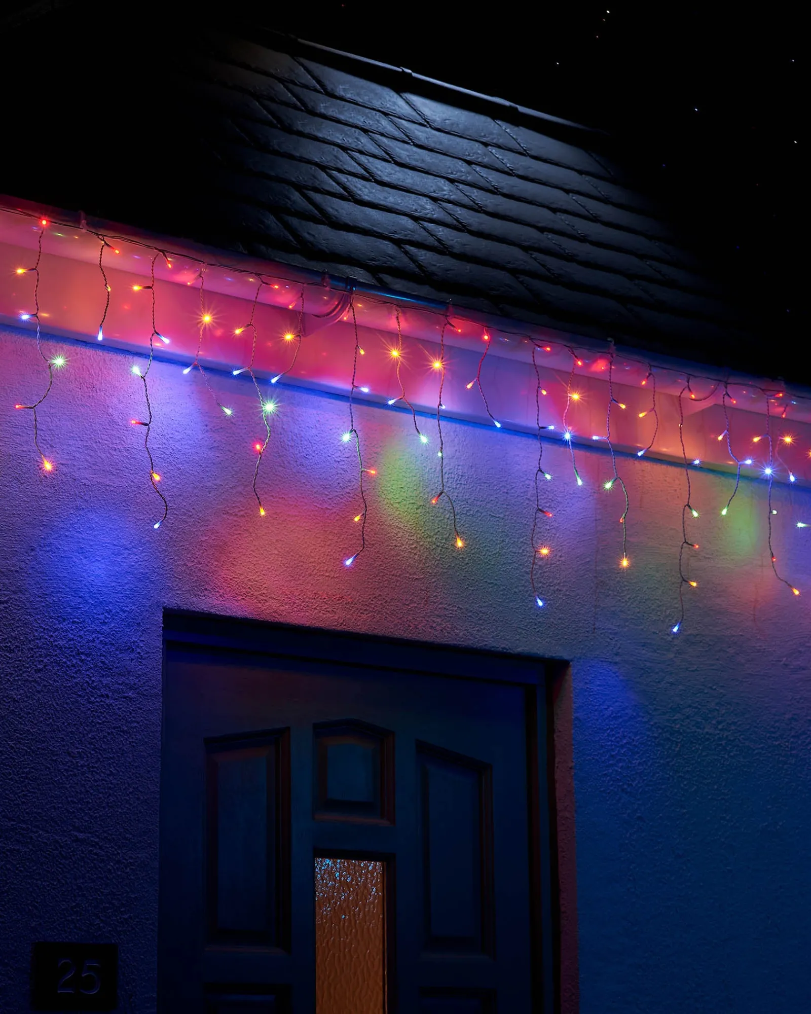 WeRChristmas Link Up|Icicle Lights^LINK UP LED Icicle Lights, White Cable, Multi Colour