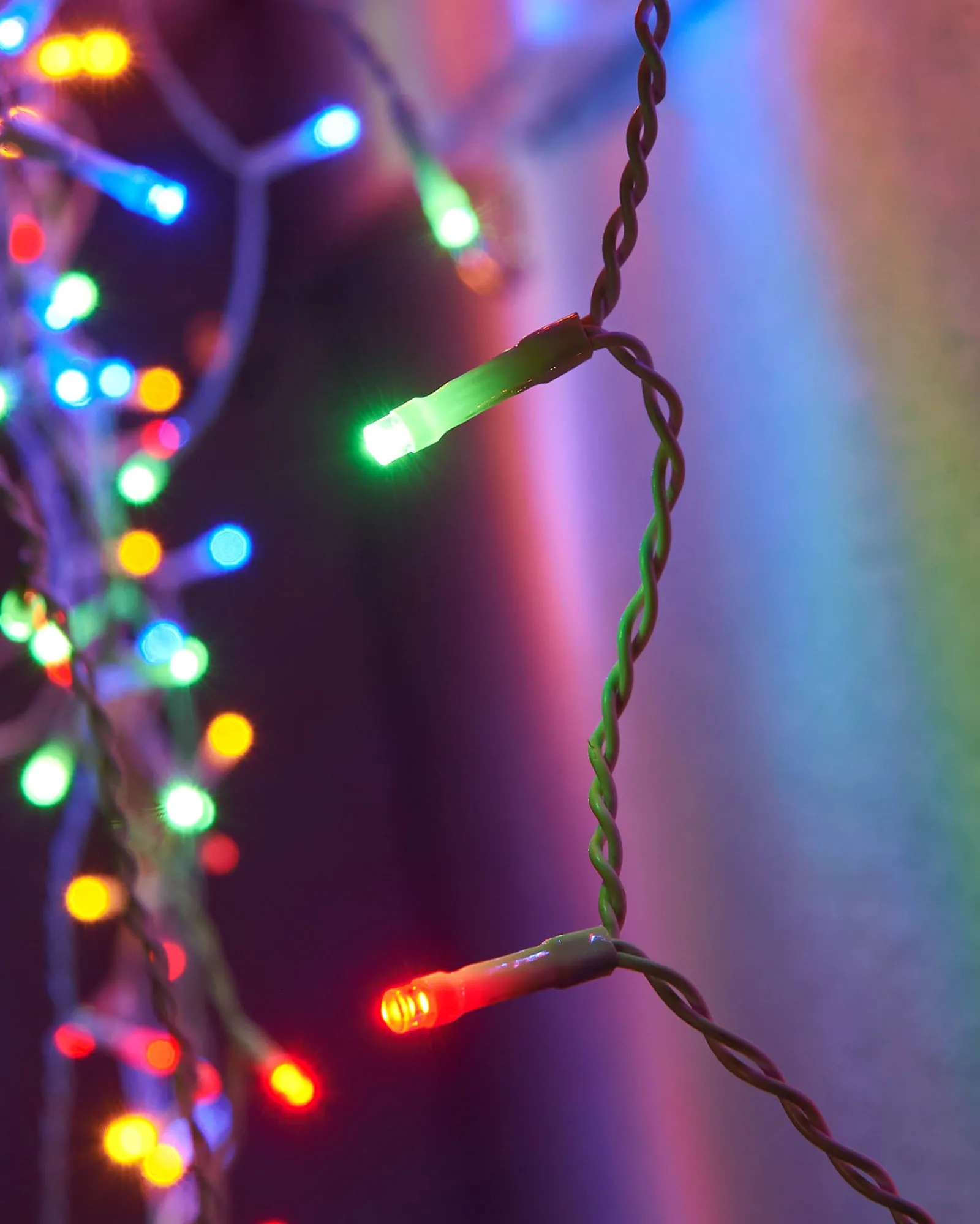 WeRChristmas Link Up|Icicle Lights^LINK UP LED Icicle Lights, White Cable, Multi Colour