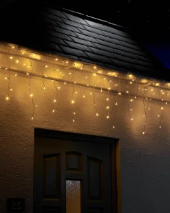 WeRChristmas Link Up|Connectable Lights^LINK UP LED Icicle Lights, White Cable, Warm White