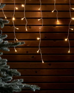 WeRChristmas Link Up|Connectable Lights^LINK UP LED Icicle Lights, White Cable, Warm White