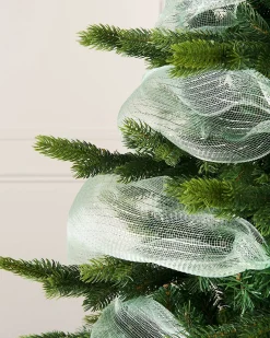 WeRChristmas Deco Mesh^Mint Green Mesh With Silver Foil, 9 M