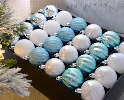 WeRChristmas Shatterproof Baubles^Multi Blue Shatterproof Baubles, 48 Pack, 6 Cm