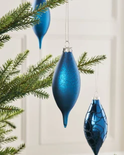 WeRChristmas Glass Baubles^Navy Blue Glass Baubles, 5 Pack, 15 Cm