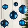 WeRChristmas Glass Baubles^Navy Blue Glass Baubles, 6 Pack, 10 Cm