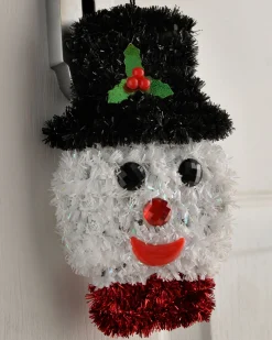 WeRChristmas Figurines^Pack Of 3 Hanging Tinsel Snowman Decorations, 16 Cm
