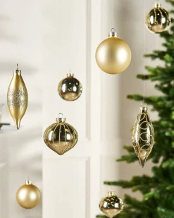 WeRChristmas Glass Baubles^Pale Gold Glass Baubles, 20 Pack