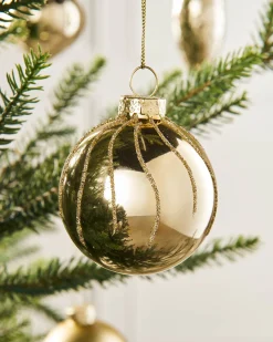 WeRChristmas Glass Baubles^Pale Gold Glass Baubles, 20 Pack
