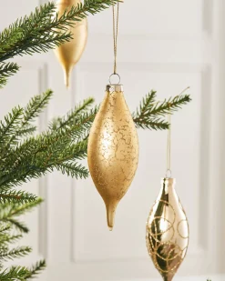 WeRChristmas Glass Baubles^Pale Gold Glass Baubles, 5 Pack, 15 Cm