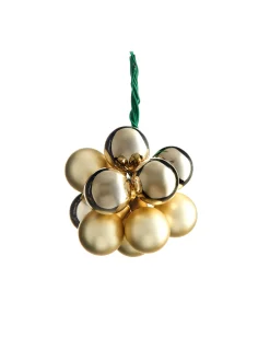 WeRChristmas Glass Baubles^Pale Gold Glass Berry Cluster Baubles, 10 Pack