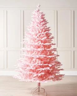 WeRChristmas Unlit Christmas Trees^Pink Sugar Snow Flocked Christmas Tree, 7 Ft