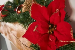 WeRChristmas Decorated Garlands^Pre-Decorated Garland, Red/Gold, 6 Ft