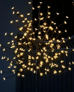 WeRChristmas Tree Silhouettes^Pre-Lit 200 LED Cherry Blossom Twig Tree, White, 5 Ft