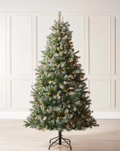 WeRChristmas Snow Flocked Christmas Trees|Pre Lit Christmas Trees^Pre-lit Blue Brockton Spruce Christmas Tree, 7 Ft