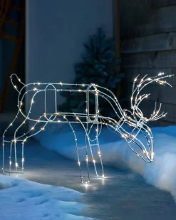 WeRChristmas Outdoor Lighted Reindeer^Pre-Lit 3D Grazing Reindeer Silhouette, 40 Cm
