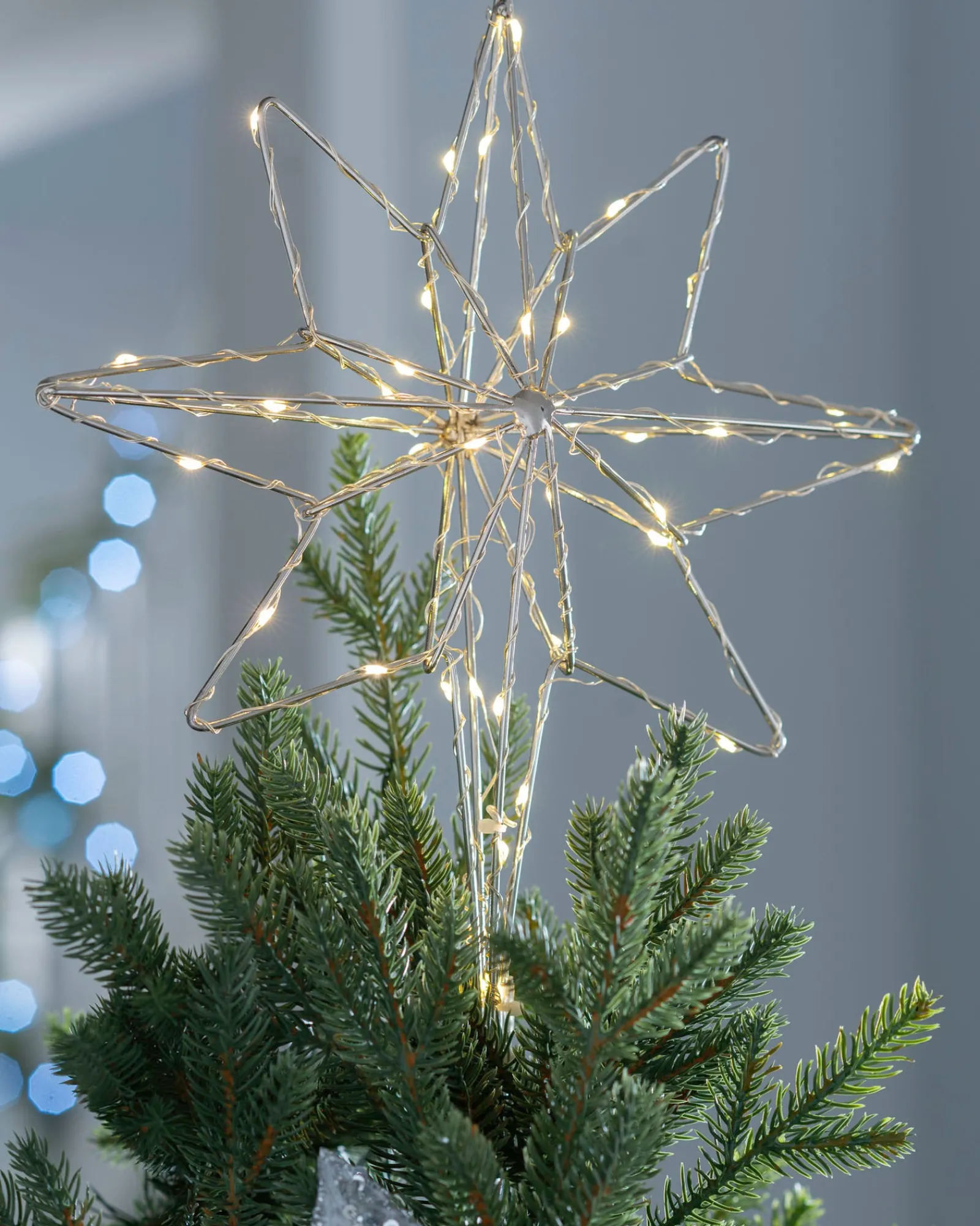 WeRChristmas Tree Toppers^Pre-Lit 3D North Star Christmas Tree Topper, 37 Cm
