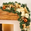 WeRChristmas Decorated Garlands|Pre Lit Garlands^Pre-Lit Decorated Arch Garland With 20 Warm White LEDs, Copper/Gold, 3 Ft