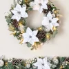 WeRChristmas Decorated Wreaths|Pre Lit Wreaths^Pre-Lit Decorated Frosted Wreath, White/Silver, 60 Cm