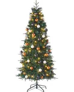 WeRChristmas Budget Christmas Trees|Pre Lit Christmas Trees^Pre-Lit Decorated Pop-Up Christmas Tree, Silver & Gold, 6 Ft