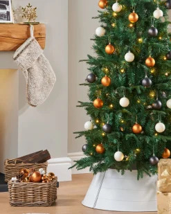 WeRChristmas Budget Christmas Trees|Pre Lit Christmas Trees^Pre-Lit Decorated Pop-Up Christmas Tree, Silver & Gold, 6 Ft