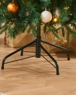 WeRChristmas Budget Christmas Trees|Pre Lit Christmas Trees^Pre-Lit Decorated Pop-Up Christmas Tree, Silver & Gold, 6 Ft