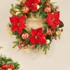 WeRChristmas Decorated Wreaths|Pre Lit Wreaths^Pre-Lit Decorated Wreath, Red/Gold, 60 Cm