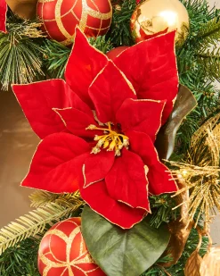 WeRChristmas Decorated Wreaths|Pre Lit Wreaths^Pre-Lit Decorated Wreath, Red/Gold, 60 Cm