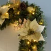 WeRChristmas Decorated Garlands|Pre Lit Garlands^Pre-Lit Extra Thick Garland, Cream/Gold, 9 Ft