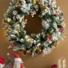 WeRChristmas Decorated Wreaths|Pre Lit Wreaths^Pre-Lit Extra Thick Mixed Pine Snow Flocked Wreath, Pinecones & Berries, 76 Cm