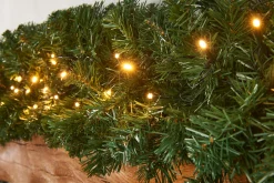 WeRChristmas Pre Lit Garlands^Pre-Lit Extra Thick Multi-Functional Pine Garland, 9 Ft