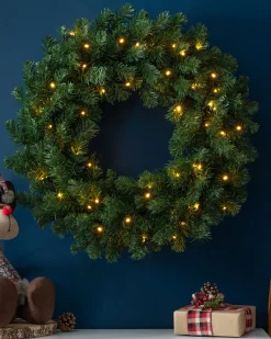 WeRChristmas Plain Wreaths|Pre Lit Wreaths^Pre-Lit Extra Thick Wreath, 76 Cm