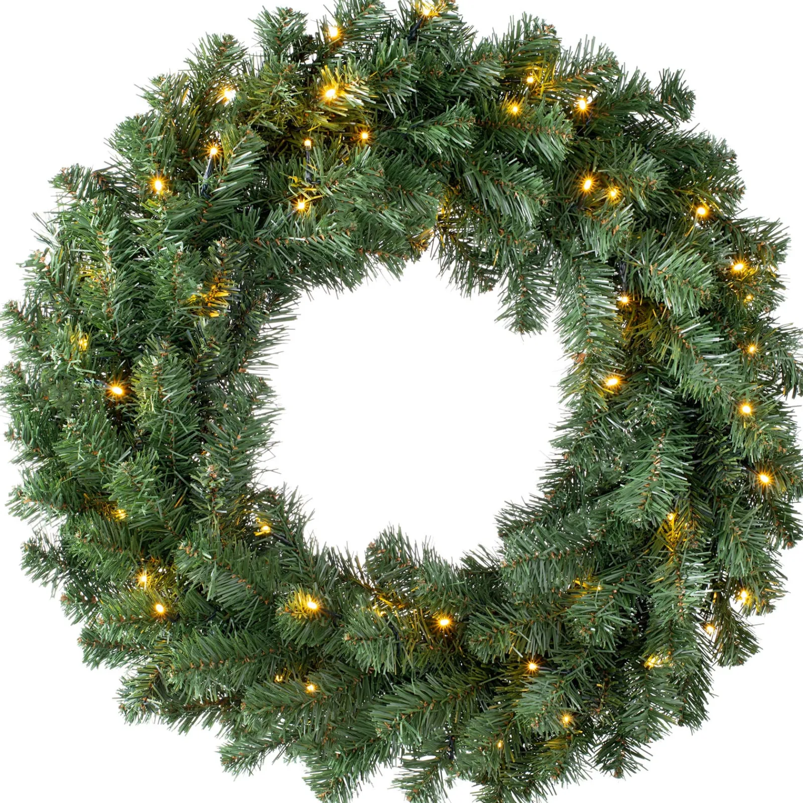 WeRChristmas Plain Wreaths|Pre Lit Wreaths^Pre-Lit Extra Thick Wreath, 76 Cm