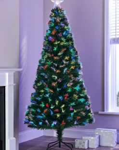 WeRChristmas Budget Christmas Trees|Fibre Optic Christmas Trees^Pre-Lit Fibre Optic Christmas Tree With Tree Topper, 7 Ft