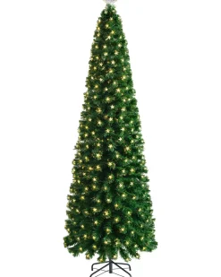 WeRChristmas Fibre Optic Christmas Trees|Pre Lit Christmas Trees^Pre-Lit Fibre Optic Pencil Christmas Tree With Warm White LED Stars, 5 Ft