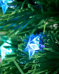 WeRChristmas Budget Christmas Trees|Fibre Optic Christmas Trees^Pre-Lit Fibre Optic Pencil Christmas Tree With Multi-Coloured LED Stars, 7 Ft