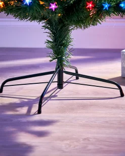 WeRChristmas Budget Christmas Trees|Fibre Optic Christmas Trees^Pre-Lit Fibre Optic Pencil Christmas Tree With Multi-Coloured LED Stars, 7 Ft