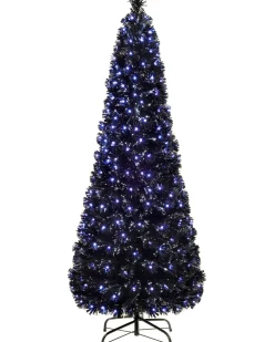 WeRChristmas Budget Christmas Trees|Fibre Optic Christmas Trees^Pre-Lit Fibre Optic Slim Black Christmas Tree, 5 Ft