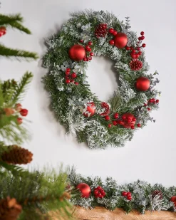 WeRChristmas Decorated Wreaths|Pre Lit Wreaths^Pre-Lit Frosted Decorated Wreath, 60 Cm