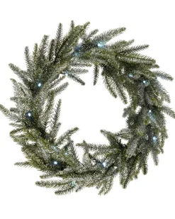 WeRChristmas Plain Wreaths|Pre Lit Wreaths^Pre-Lit Frosted Fir Wreath, 50 Cm