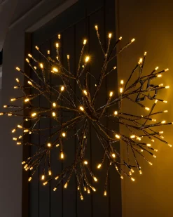 WeRChristmas Festive Star, Snowflake & Sign Lights^Pre-Lit Hanging Silver Branch Ball With Warm White LEDs, 50 Cm