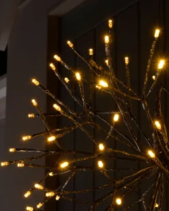 WeRChristmas Festive Star, Snowflake & Sign Lights^Pre-Lit Hanging Silver Branch Ball With Warm White LEDs, 50 Cm
