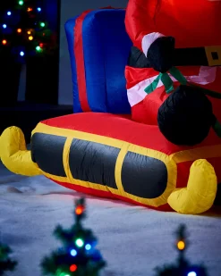 WeRChristmas Inflatables^Pre-Lit Inflatable Santa With Reindeer, 7 Ft