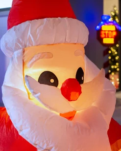 WeRChristmas Inflatables^Pre-Lit Inflatable Santa With Dog, 4 Ft