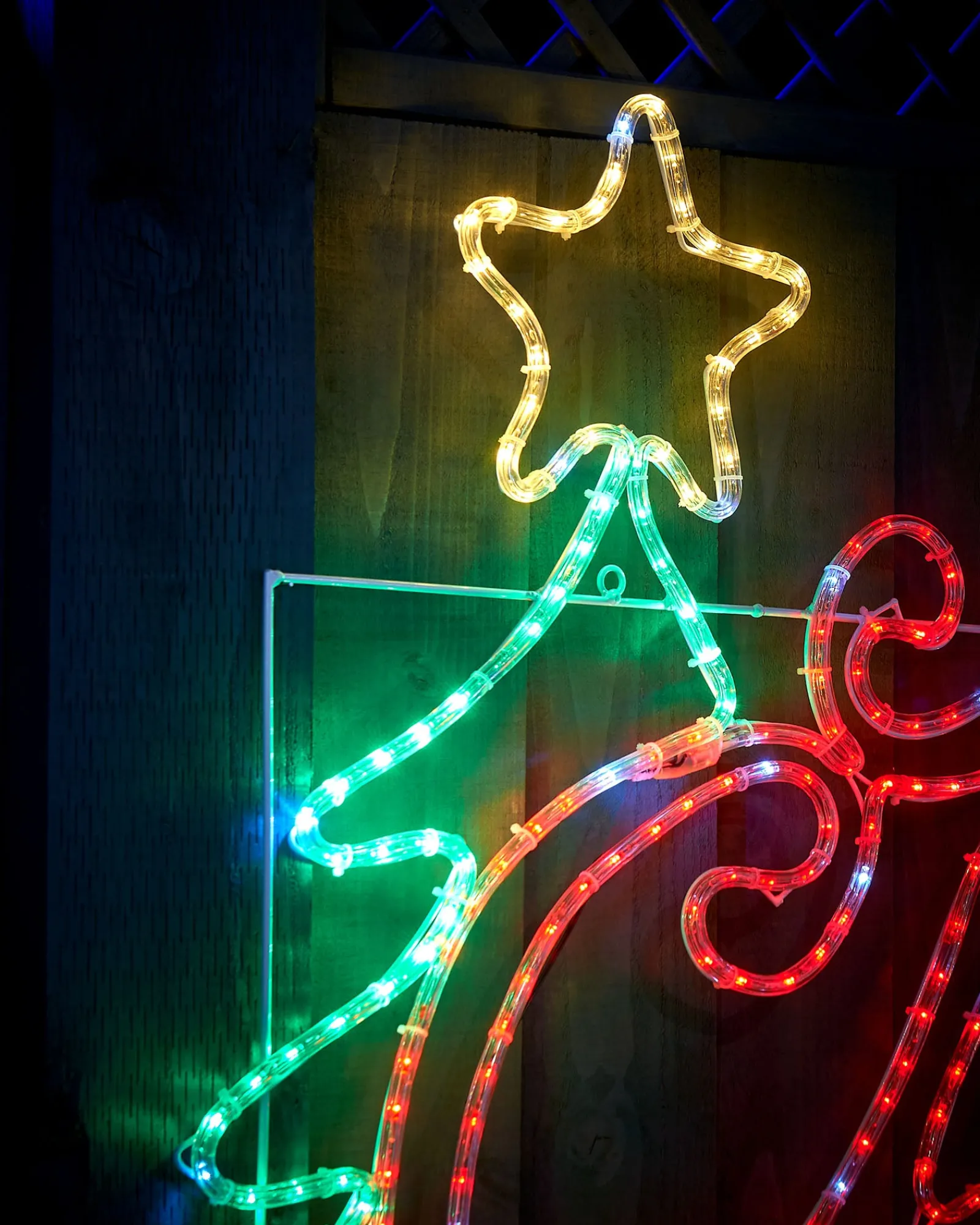 WeRChristmas Festive Star, Snowflake & Sign Lights^Pre-Lit Merry Christmas Rope Light Silhouette, 2 M