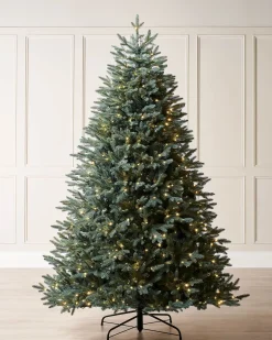 WeRChristmas Pre Lit Christmas Trees^Pre-Lit Mixed Pine Blue Christmas Tree, Dual LED Warm White, 7 Ft