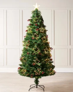 WeRChristmas Budget Christmas Trees|Fibre Optic Christmas Trees^Pre-Lit Mixed Pine Fibre Optic Christmas Tree With LED Stars, 6 Ft