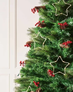 WeRChristmas Fibre Optic Christmas Trees|Pre Lit Christmas Trees^Pre-Lit Mixed Pine Fibre Optic Christmas Tree With LED Stars, 7 Ft